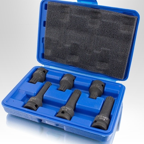 Zestaw 6 kluczy udarowych Spline / XZN BITUXX 1/2″ – M14, M16, M18 (43 mm i 78 mm)