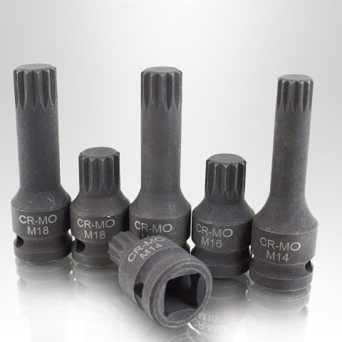 Zestaw 6 kluczy udarowych Spline / XZN BITUXX 1/2″ – M14, M16, M18 (43 mm i 78 mm)