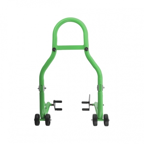 Zielony stojak motocyklowy Bituxx 250 kg – uchwyt serwisowy na przednie koło