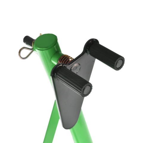 Zielony stojak motocyklowy Bituxx 250 kg – uchwyt serwisowy na przednie koło