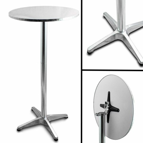 ALUMINIOWY STÓŁ STOLIK BISTRO BAROWY DO BARU PUBU BAREK Ø 60 cm Z REGULACJĄ