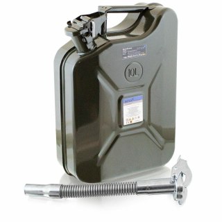 BITUXX® KANISTER METALOWY10L W ZESTAWIE Z LEJKIEM SREBRNY NA PALIWO, OLEJE,
