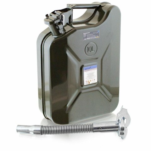 BITUXX® KANISTER METALOWY10L W ZESTAWIE Z LEJKIEM SREBRNY NA PALIWO, OLEJE,