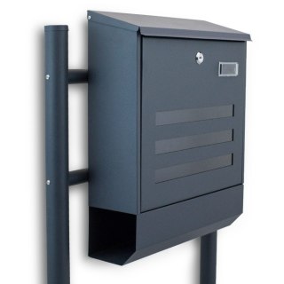 BITUXX STOJĄCA SKRZYNKA POCZTOWA CIEMNOSZARA 3 OKNA PODLGĄDU