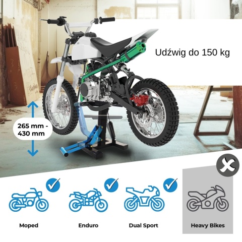 Bituxx podnośnik do motocykla z amortyzatorem – max. 150 kg, uniwersalny