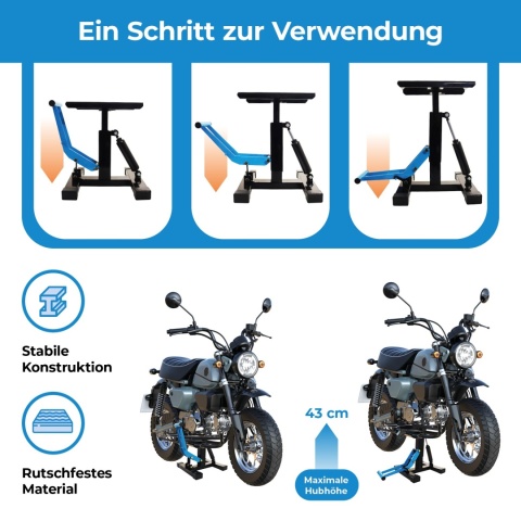 Bituxx podnośnik do motocykla z amortyzatorem – max. 150 kg, uniwersalny