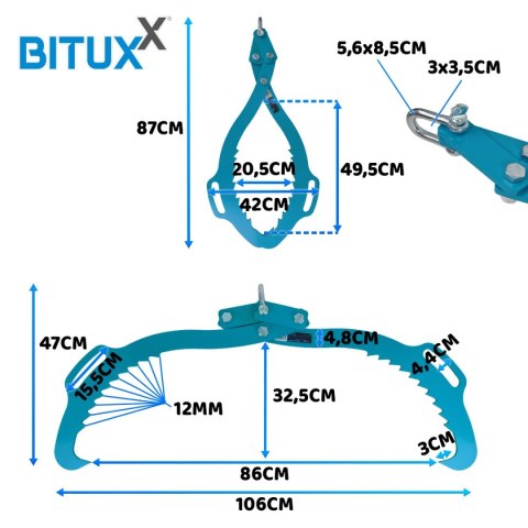 CHWYTAK DO DREWNA 760MM 1500KG KLESZCZE SZCZYPCE DO DRZEWA SAMOZACISKOWY