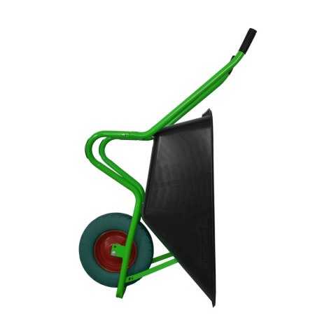 CZARNA BUDOWLANA TACZKA OGRODOWA PVC JEDNOKOŁOWA Z ZIELONYM KOŁEM PU 100L