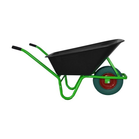 CZARNA BUDOWLANA TACZKA OGRODOWA PVC JEDNOKOŁOWA Z ZIELONYM KOŁEM PU 100L