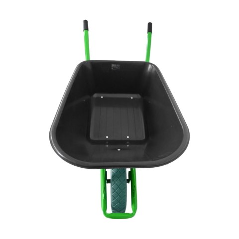 CZARNA BUDOWLANA TACZKA OGRODOWA PVC JEDNOKOŁOWA Z ZIELONYM KOŁEM PU 100L