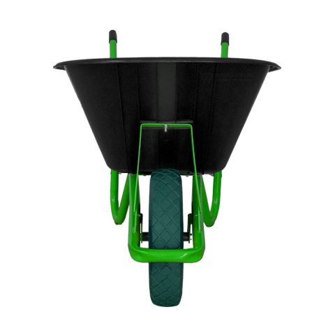 CZARNA BUDOWLANA TACZKA OGRODOWA PVC JEDNOKOŁOWA Z ZIELONYM KOŁEM PU 100L