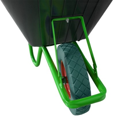 CZARNA BUDOWLANA TACZKA OGRODOWA PVC JEDNOKOŁOWA Z ZIELONYM KOŁEM PU 100L