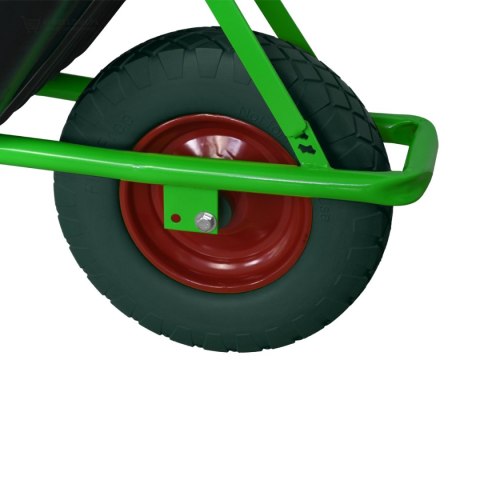 CZARNA BUDOWLANA TACZKA OGRODOWA PVC JEDNOKOŁOWA Z ZIELONYM KOŁEM PU 100L