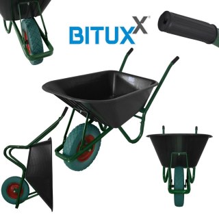 CZARNA BUDOWLANA TACZKA OGRODOWA PVC JEDNOKOŁOWA Z ZIELONYM KOŁEM PU 100L