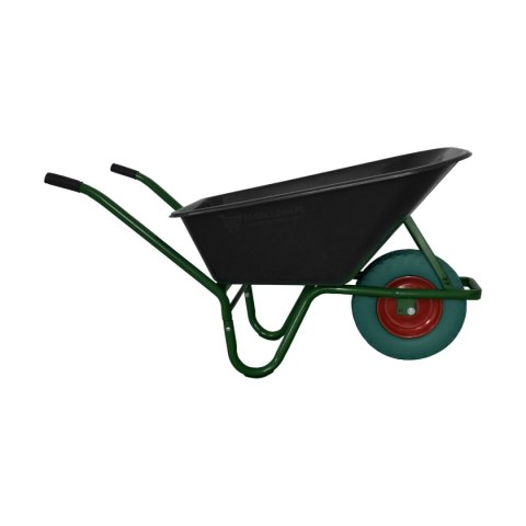 CZARNA BUDOWLANA TACZKA OGRODOWA PVC JEDNOKOŁOWA Z ZIELONYM KOŁEM PU 100L