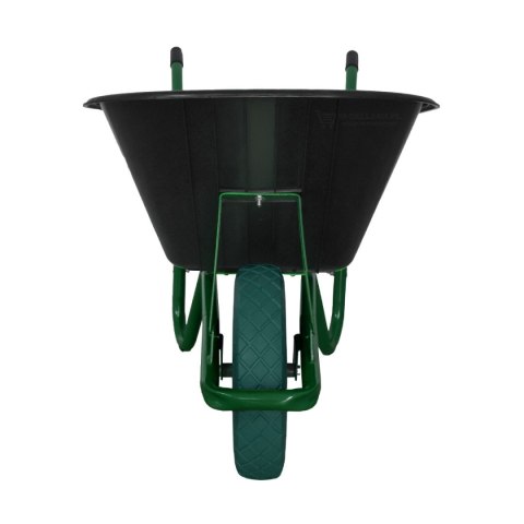 CZARNA BUDOWLANA TACZKA OGRODOWA PVC JEDNOKOŁOWA Z ZIELONYM KOŁEM PU 100L