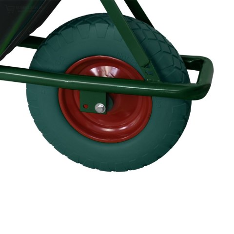CZARNA BUDOWLANA TACZKA OGRODOWA PVC JEDNOKOŁOWA Z ZIELONYM KOŁEM PU 100L