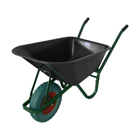 CZARNA BUDOWLANA TACZKA OGRODOWA PVC JEDNOKOŁOWA Z ZIELONYM KOŁEM PU 100L