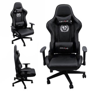 CZARNE KRZESŁO GAMINGOWE CRYFOG OBROTOWE FOTEL DO GIER KOMPUTEROWYCH