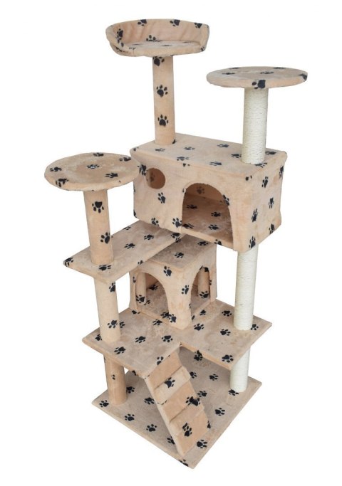 DRAPAK DLA KOTA 133CM BEŻOWY W ŁAPKI 2 DOMKI PLATFORMY WIDOKOWE