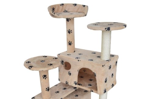 DRAPAK DLA KOTA 133CM BEŻOWY W ŁAPKI 2 DOMKI PLATFORMY WIDOKOWE