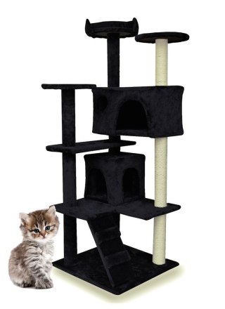 DRAPAK DLA KOTA 133CM CZARNY DRZEWKO Z ZABAWKAMI PLATFORMY WIDOKOWE