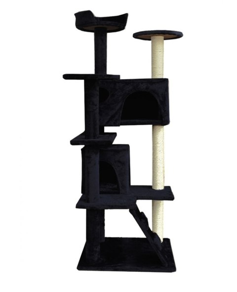 DRAPAK DLA KOTA 133CM CZARNY DRZEWKO Z ZABAWKAMI PLATFORMY WIDOKOWE