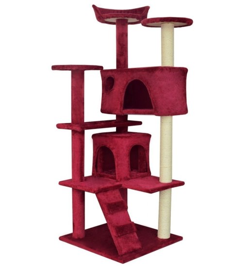 DRAPAK DLA KOTA 133CM CZERWONY WYGODNY KOMFORTOWY Z 2 DOMKAMI