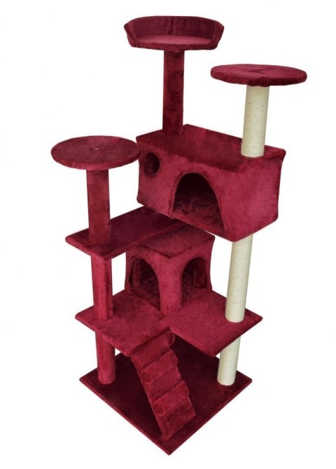 DRAPAK DLA KOTA 133CM CZERWONY WYGODNY KOMFORTOWY Z 2 DOMKAMI