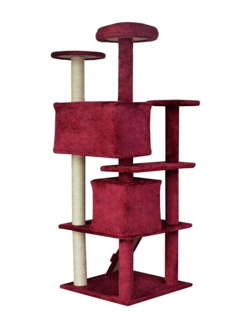 DRAPAK DLA KOTA 133CM CZERWONY WYGODNY KOMFORTOWY Z 2 DOMKAMI