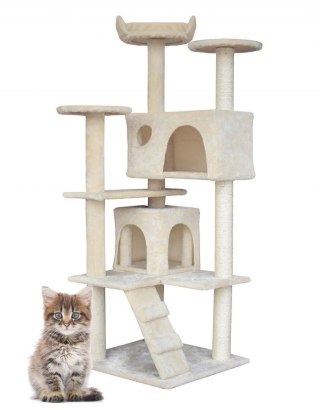 DRAPAK DLA KOTA 133CM DRZEWKO DOMEK BEŻOWY WIEŻA TWIERDZA DOMKI