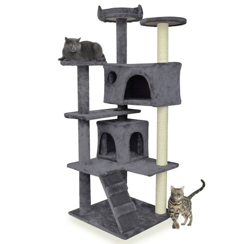 DRAPAK DLA KOTA 133CM JASNO-SIWY DRZEWKO + 2 DOMKI LOKUM WIEŻA