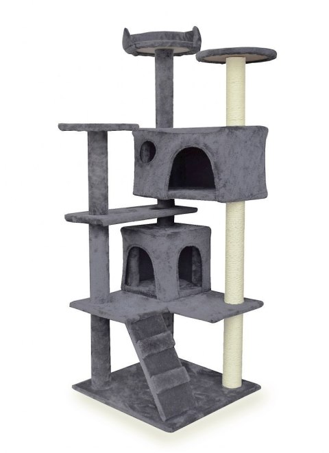 DRAPAK DLA KOTA 133CM JASNO-SIWY DRZEWKO + 2 DOMKI LOKUM WIEŻA