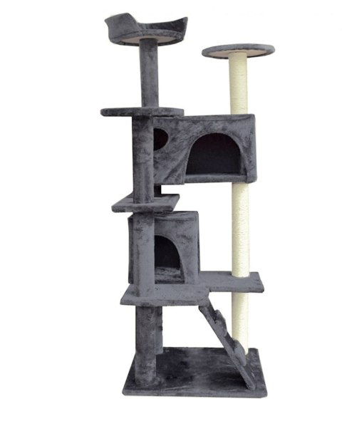 DRAPAK DLA KOTA 133CM JASNO-SIWY DRZEWKO + 2 DOMKI LOKUM WIEŻA