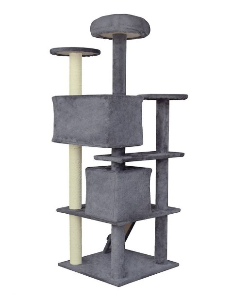 DRAPAK DLA KOTA 133CM JASNO-SIWY DRZEWKO + 2 DOMKI LOKUM WIEŻA