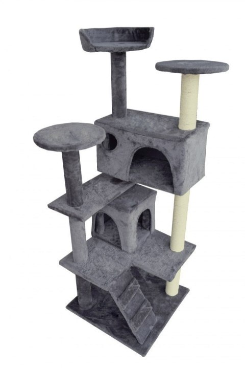 DRAPAK DLA KOTA 133CM JASNO-SIWY DRZEWKO + 2 DOMKI LOKUM WIEŻA