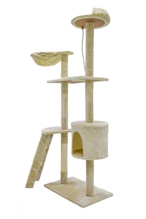DRAPAK DLA KOTA 145 CM BEŻOWY DRZEWKO DLA KOTKA ZABAWKA LEGOWISKO