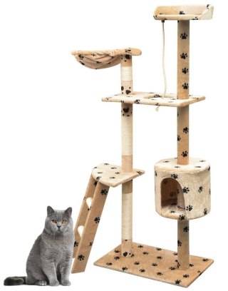 DRAPAK DLA KOTA 145 CM BEŻOWY W ŁAPKI ZABAWKA DLA KOTÓW LEGOWISKO PLAC ZABAW