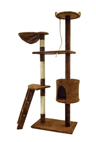 DRAPAK DLA KOTA 145 CM BRĄZOWY DRZEWKO DLA KOTÓW LEGOWISKO