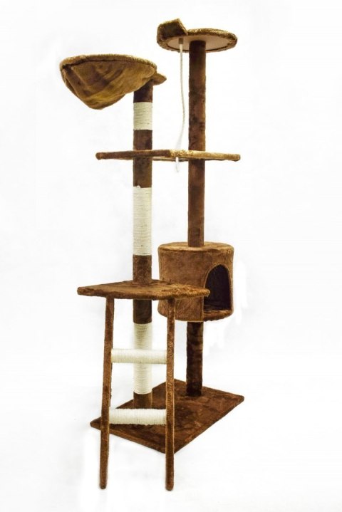 DRAPAK DLA KOTA 145 CM BRĄZOWY DRZEWKO DLA KOTÓW LEGOWISKO