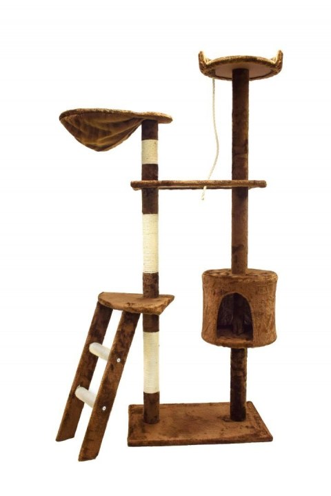 DRAPAK DLA KOTA 145 CM BRĄZOWY DRZEWKO DLA KOTÓW LEGOWISKO