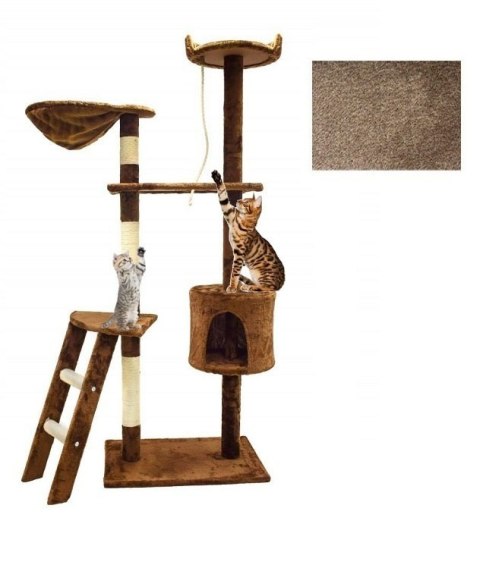 DRAPAK DLA KOTA 145 CM BRĄZOWY DRZEWKO DLA KOTÓW LEGOWISKO
