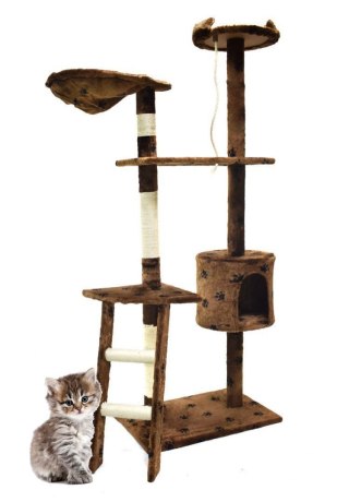 DRAPAK DLA KOTA 145 CM BRĄZOWY W ŁAPKI SIZALOWE SŁUPKI SZNUREK DO ZABAWY