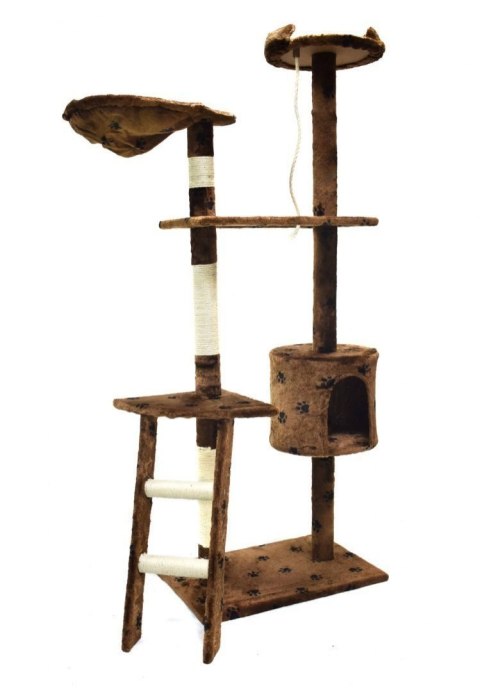 DRAPAK DLA KOTA 145 CM BRĄZOWY W ŁAPKI SIZALOWE SŁUPKI SZNUREK DO ZABAWY