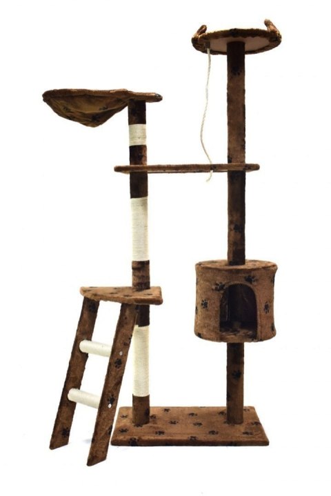 DRAPAK DLA KOTA 145 CM BRĄZOWY W ŁAPKI SIZALOWE SŁUPKI SZNUREK DO ZABAWY