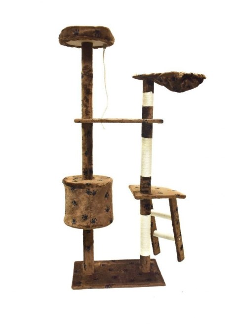 DRAPAK DLA KOTA 145 CM BRĄZOWY W ŁAPKI SIZALOWE SŁUPKI SZNUREK DO ZABAWY