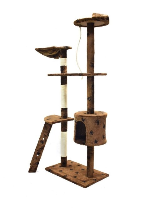 DRAPAK DLA KOTA 145 CM BRĄZOWY W ŁAPKI SIZALOWE SŁUPKI SZNUREK DO ZABAWY