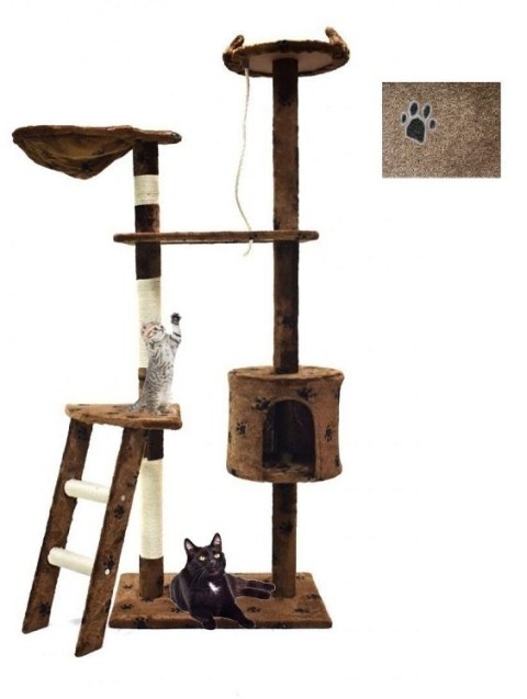 DRAPAK DLA KOTA 145 CM BRĄZOWY W ŁAPKI SIZALOWE SŁUPKI SZNUREK DO ZABAWY