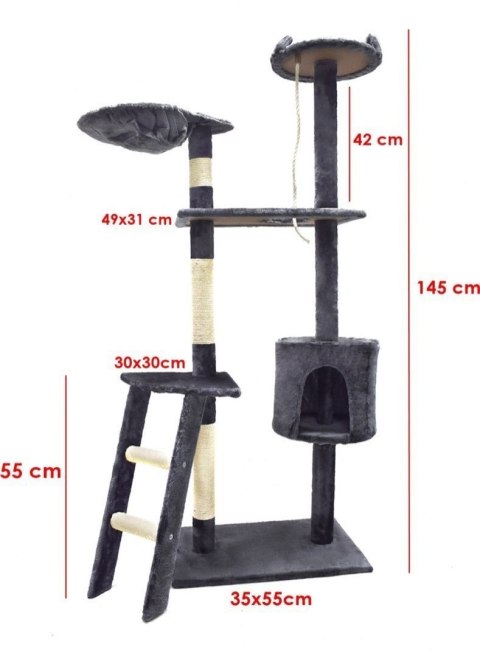 DRAPAK DLA KOTA 145 CM CIEMNOSZARY