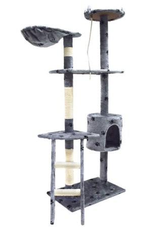 DRAPAK DLA KOTA 145 CM JASNOSZARY W ŁAPKI LEGOWISKO DRZEWKO DLA KOTKA KOTÓW